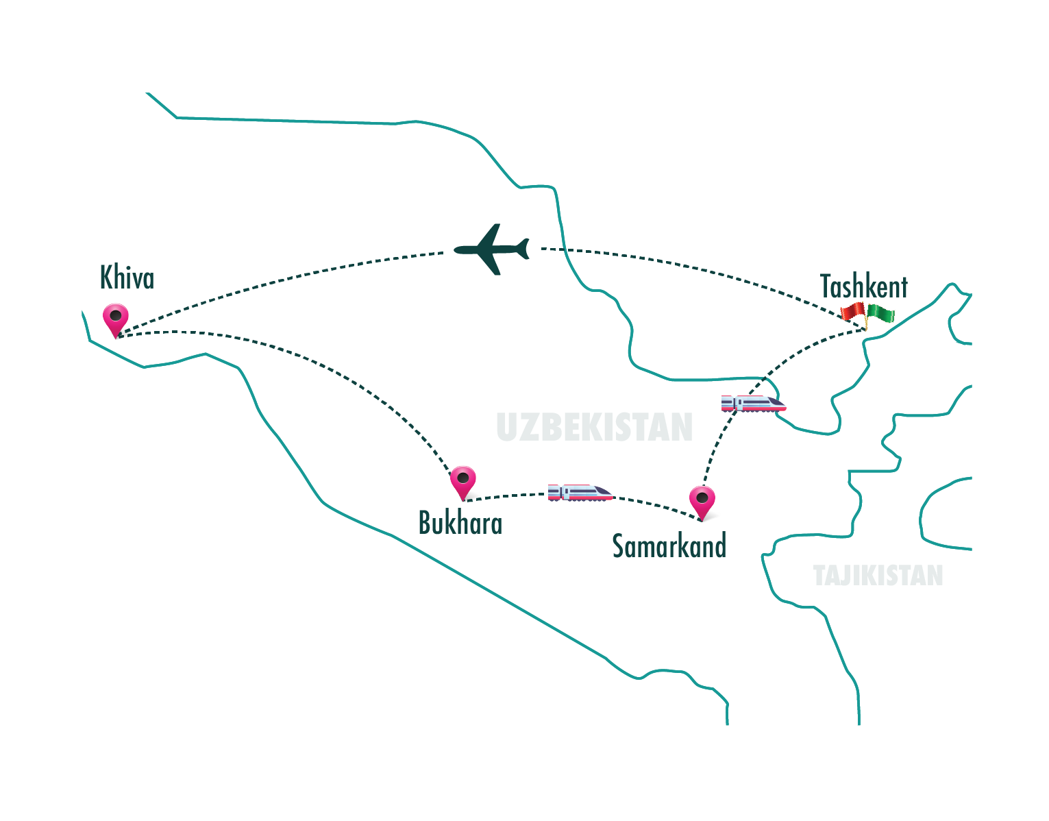 8D6N_Discover Uzbekistan map